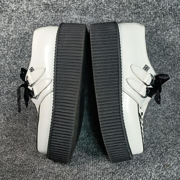 T.U.K Shoes Womens Size 5 White Platform Creepers D-Ring Checkerboard A6803 - Picture 7 of 9